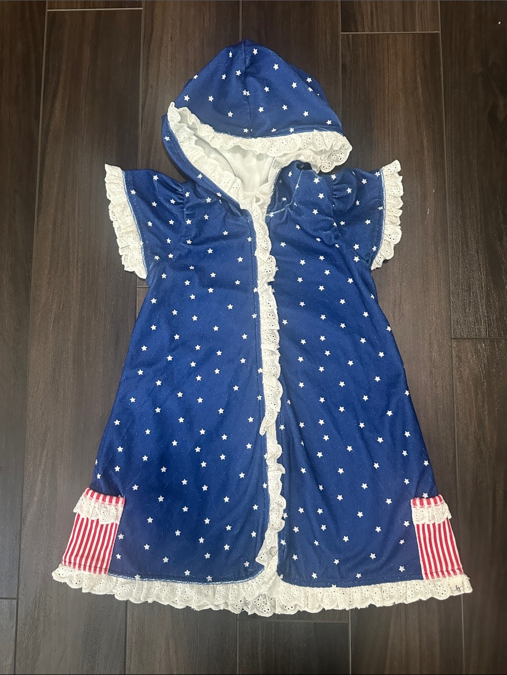 Love + Grow Navy Stars Terry Cloth Cover Up - size 5